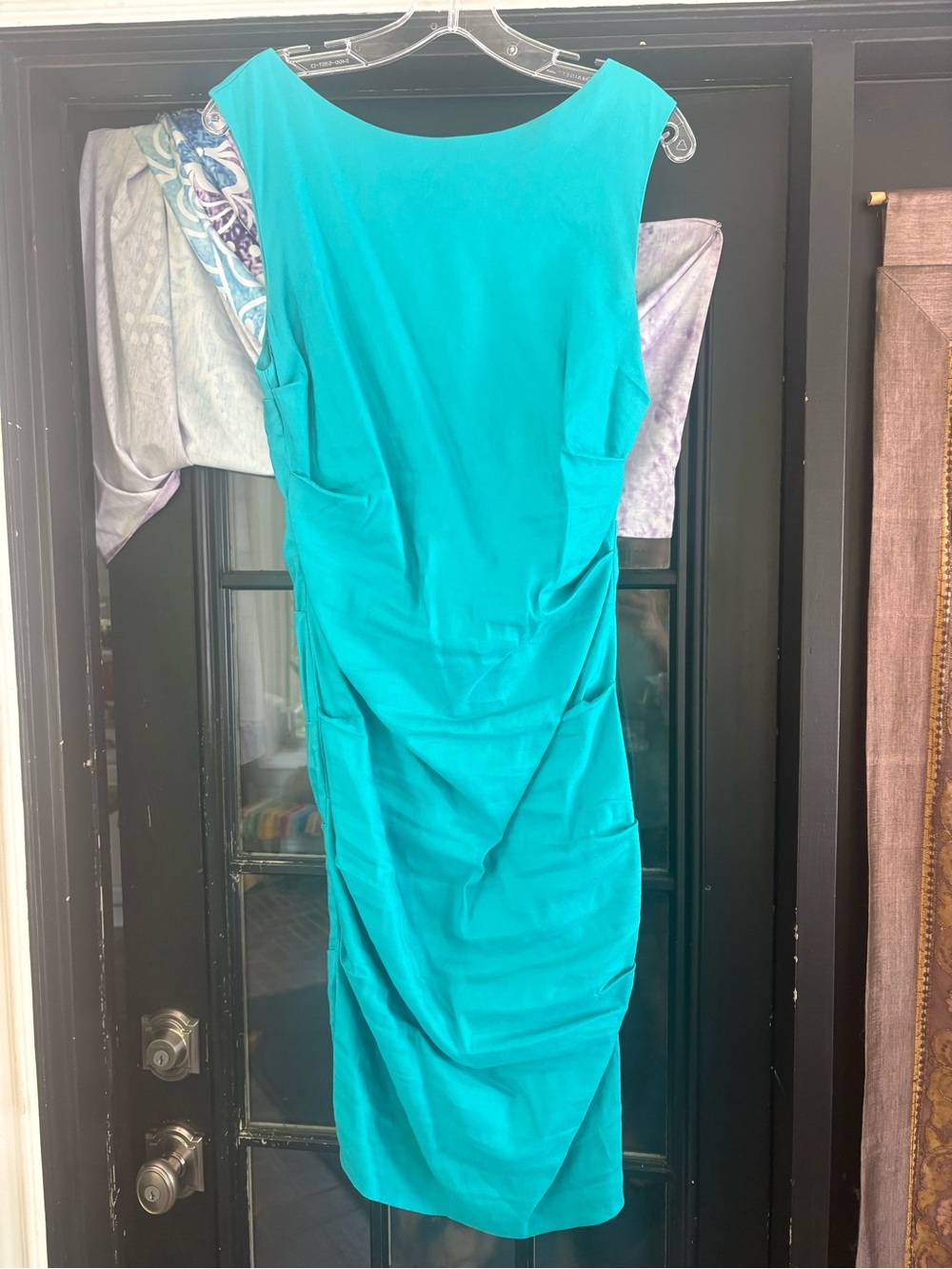 Nicole Miller Teal Sleeveless Sheath Midi Dress